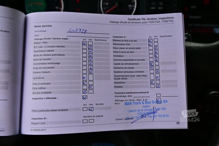 Șasiu de camion MAN TGS33.500 E6 6x6 Hydrodrive Allrad Pritarder