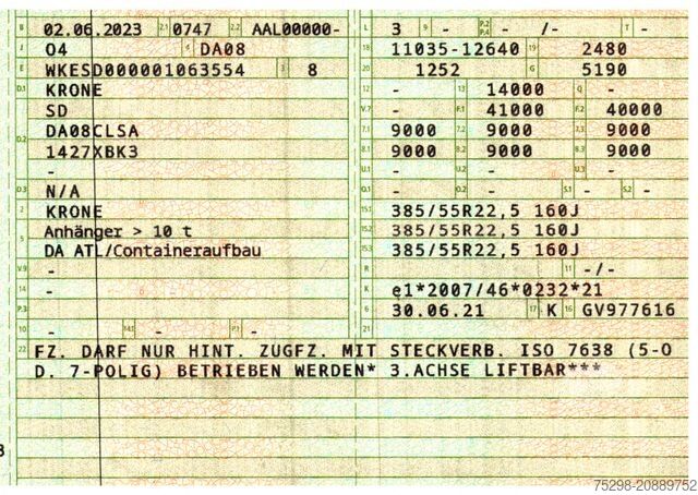 Polpriklopnik za zamenljive nadgradnje KRONE SD / Lift / Multi / Teleskop / 11.035-12.640