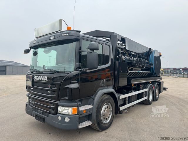Vacuum tank truck SCANIA P410 6x2*4 JHL Hvidtved Larsen Flexline 312 ADR