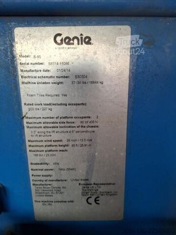 Plate-forme télescopique Genie S-85