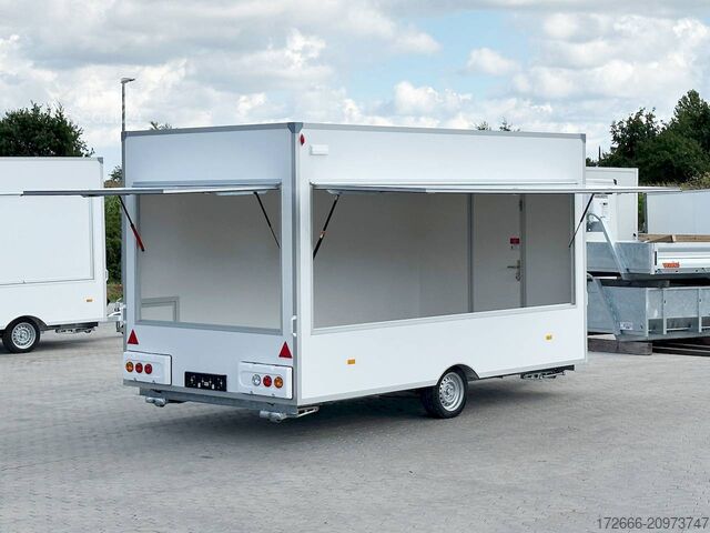 Reboque de venda Blyss H18422HN | WEISS 420X223X230CM 1800KG VERKAUFSANHÄNGER | 2X VERKAUFSKLAPPE