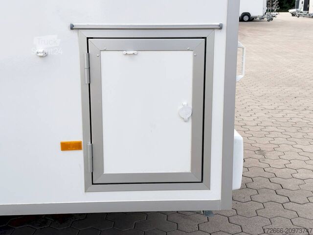 Reboque de venda Blyss H18422HN | WEISS 420X223X230CM 1800KG VERKAUFSANHÄNGER | 2X VERKAUFSKLAPPE