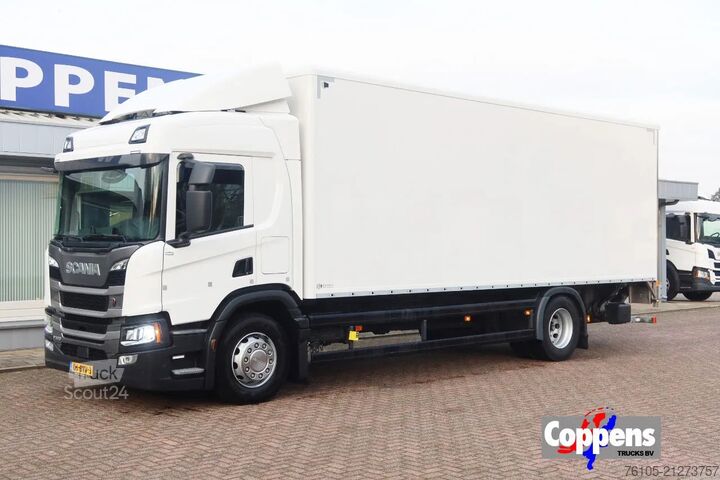 Box body Scania P320 4X2 Bak + Dhollandia klep 2000 kg  1x bed