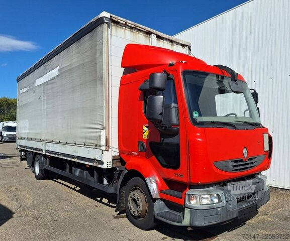 Plattewagen met zeil RENAULT Midlum 220 DXi 1 Liege Schiebeplane Edscha LBW