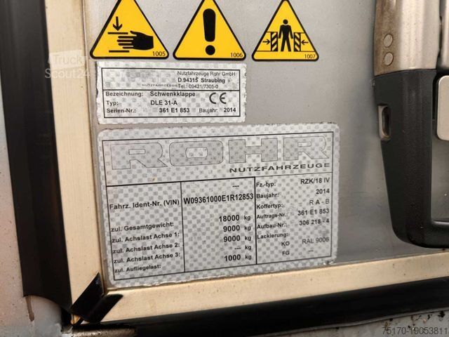 Koeltrailers  Rohr RZK/18 IV Kühlkoffer Carrier Bär LBW