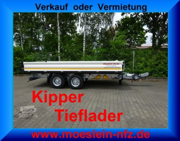 Vyklápací príves Möslein TTD 11 Weiß  neuer Tandem 3- Seitenkipper Tieflader-- Neufahrzeug --