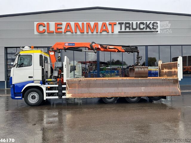 Benne à 3 côtés Volvo FH 420 8x4 HMF 22 Tonmeter laadkraan