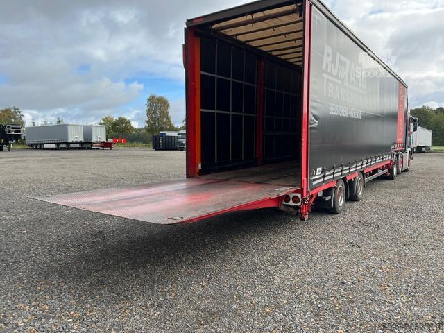 Åben sættevogn med presenning MEUSBURGER 2-Achs-Gabelstaplertransporter Rampe Dhollandia