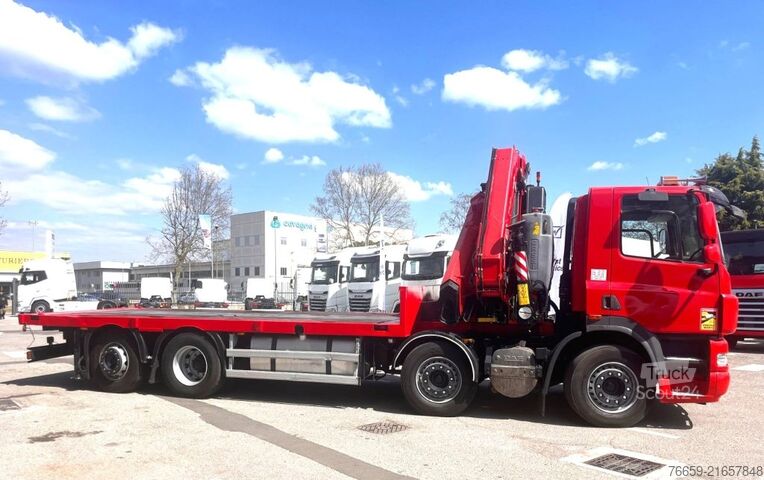 LKW mit Kofferaufbau DAF CF 510 8x2 pianale con gru Fassi 6 sfili idraulici
