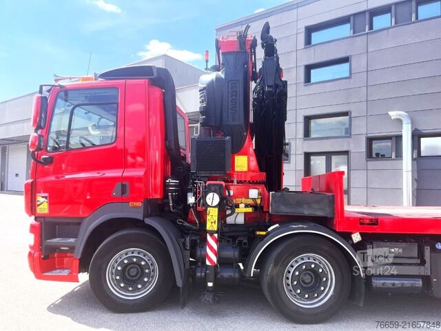 LKW mit Kofferaufbau DAF CF 510 8x2 pianale con gru Fassi 6 sfili idraulici