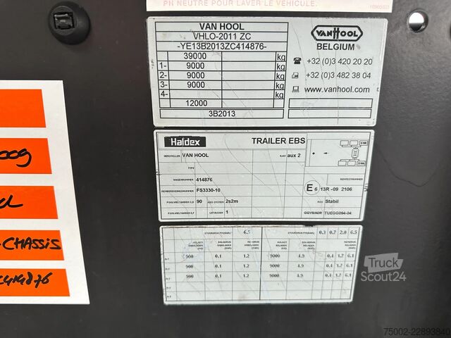 Транспорт на контейнери Van Hool 20FT ADR CHASSIS / empty weight 3.300kg / SAF D...