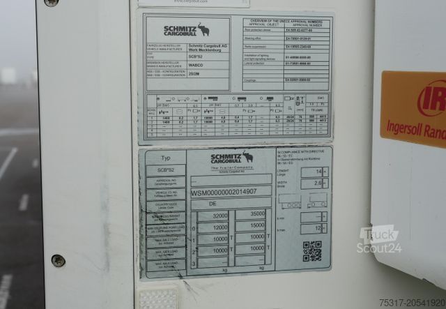 Semi-remorque frigorifique SCHMITZ CARGOBULL SKO 20 / LZG LENKACHSE /TK SLX / LBW 2000 kg