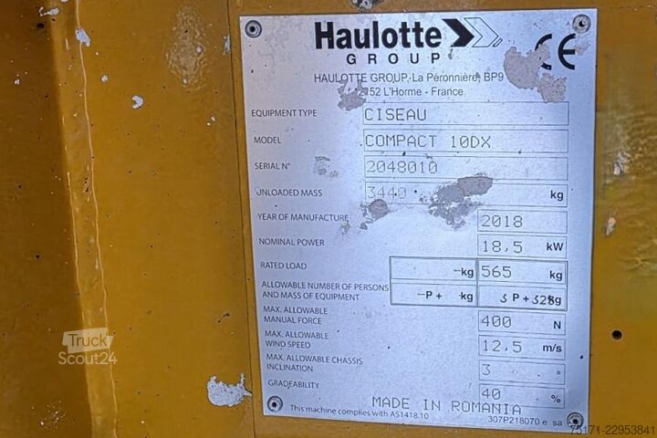 رفع المقص Haulotte COMPACT 10DX Diesel, 4x4 Drive, 10.2m Working Heig