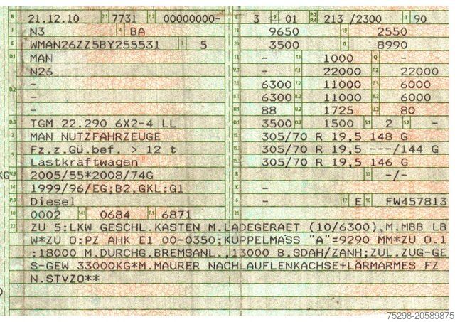 Camión de bebidas MAN TGM 22.290 6x2-4 LL / Ldbw / Rückfahrk. / Lenkac
