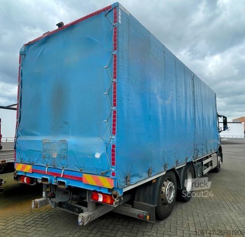 Camión plataforma con toldo MERCEDES-BENZ 2536L Antos 6x2 E6, Klima, M-Haus, Motorschaden!