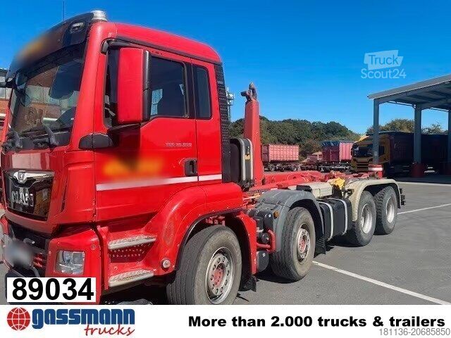 Kanca kasalı yük kamyonu (roll-off) MAN TGS 35.500 8x4 BB, Pritarder, Meiller RK 30.65