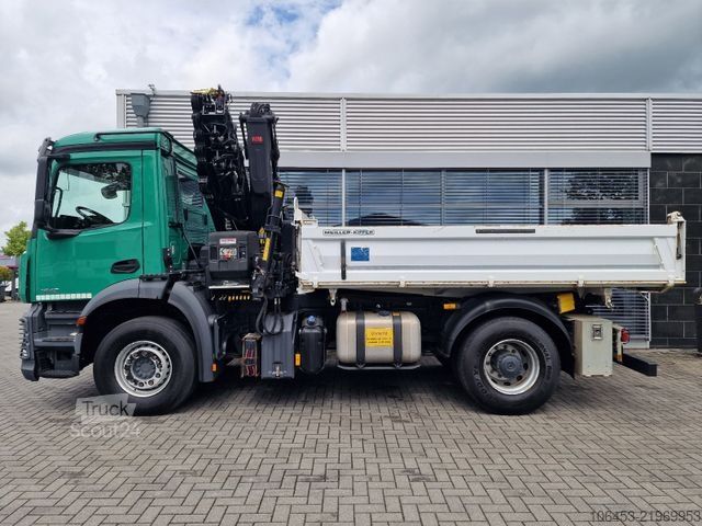 Three-sided tipper truck MERCEDES-BENZ Arocs 1843 Kipper/Kran/Funk/77000KM