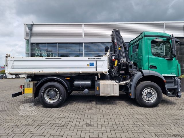 Three-sided tipper truck MERCEDES-BENZ Arocs 1843 Kipper/Kran/Funk/77000KM