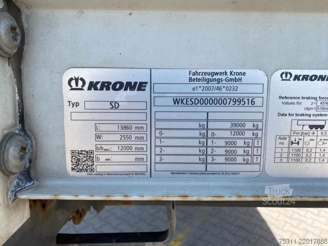 Atvira puspriekabė su tentu KRONE SD ProfiLiner*Pritsche*Plane*Liftachse*Edscha