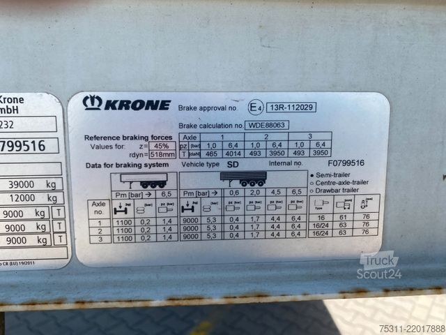 Atvira puspriekabė su tentu KRONE SD ProfiLiner*Pritsche*Plane*Liftachse*Edscha