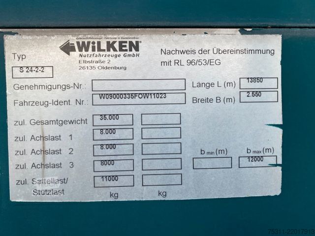 Åben sættevogn  Wilken S24-2 Rollkran*Tridec 2xZwangslenkung*TOP