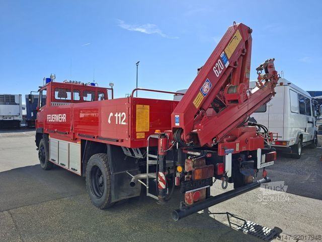LKW mit Pritsche (offen) MERCEDES-BENZ 917 AF 4x4 Pritsche + Kran 35tkm EX-Feuerwehr