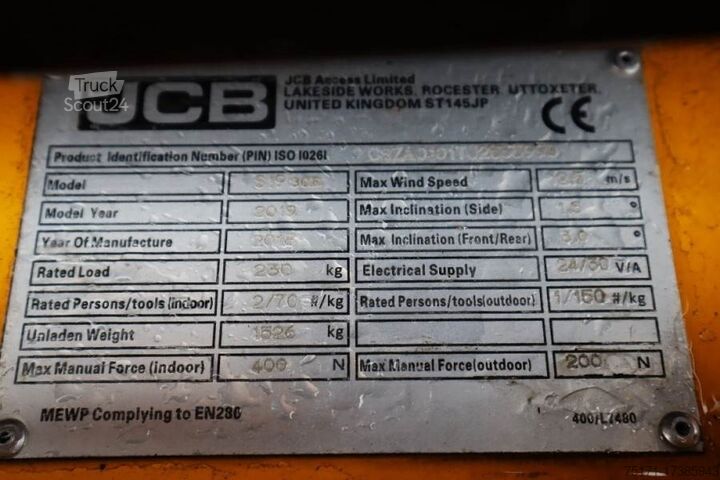 Scissor lift JCB S1930E Valid inspection, *Guarantee! 8m Working He