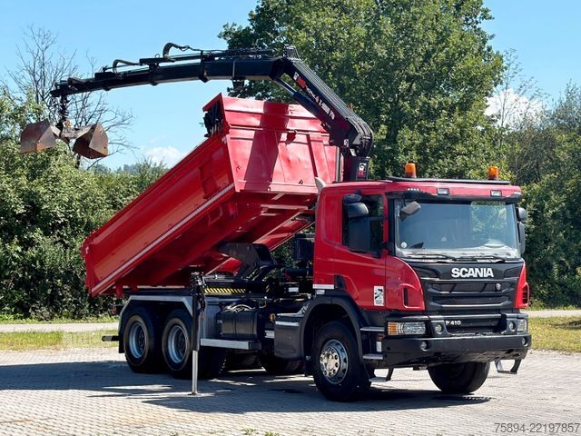 Auto-dizalica montirana na kamionu SCANIA P 410 Kipper 4,95m * KRAN/FUNK + BORDMATIC *6x4