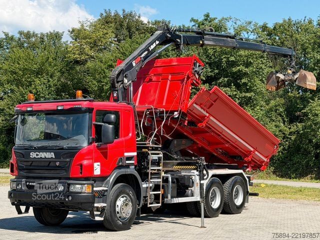 Auto-dizalica montirana na kamionu SCANIA P 410 Kipper 4,95m * KRAN/FUNK + BORDMATIC *6x4