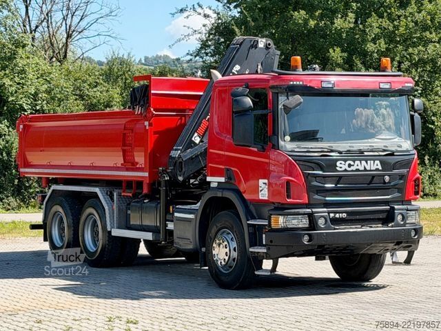 Auto-dizalica montirana na kamionu SCANIA P 410 Kipper 4,95m * KRAN/FUNK + BORDMATIC *6x4