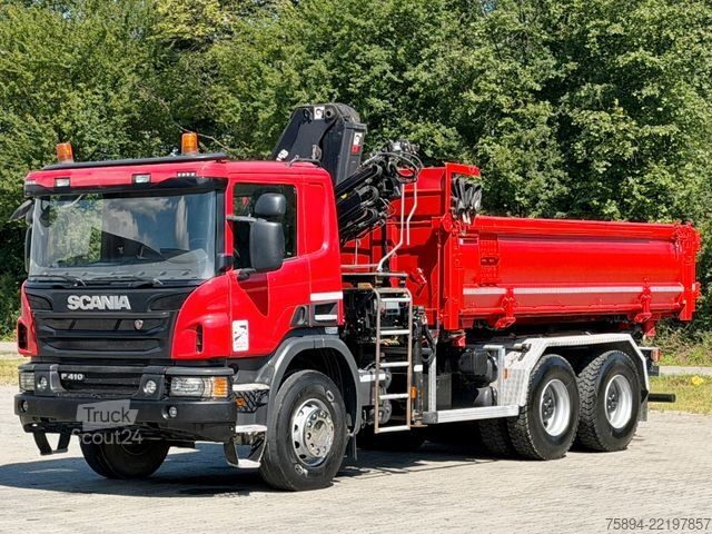 Auto-dizalica montirana na kamionu SCANIA P 410 Kipper 4,95m * KRAN/FUNK + BORDMATIC *6x4