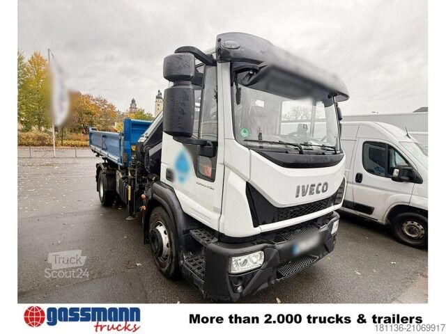 Tipper truck Iveco EuroCargo ML160E28K 4x2, Kran Hiab 099E-3 HiDuo,