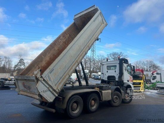 Τρίπλευρο ανατρεπόμενο φορτηγό MERCEDES-BENZ AROCS 4145, 8X4 MEILLER-KIPPER, EURO 6, BORDMATIK