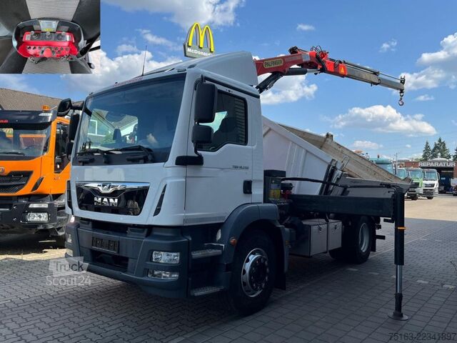 Camion ribaltabile trilaterale MAN TG-M 18.290 4x2 2-Achs Kipper Kran Palf. PK 12.5
