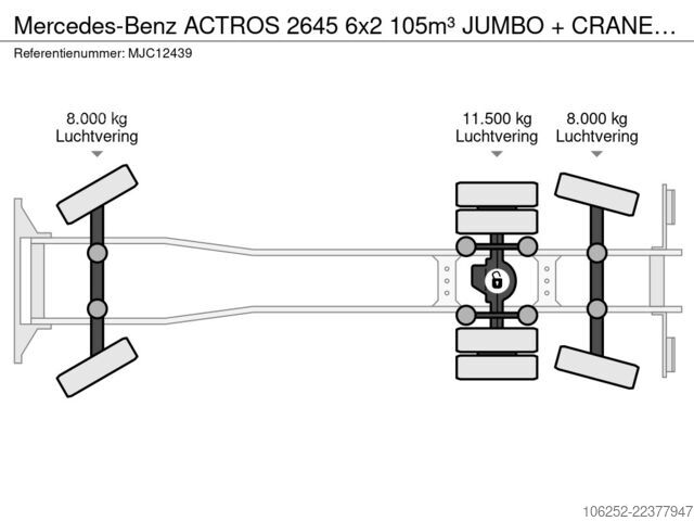 Autogru Mercedes-Benz ACTROS 2645 6x2 105m³ JUMBO + CRANE PALFINGER P...