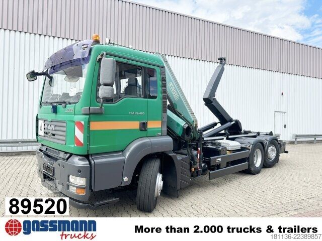 Haakarm vrachtwagen MAN TGA 26.480 6x4H-4 BL, HydroDrive, Lenk-/Lift, Kran