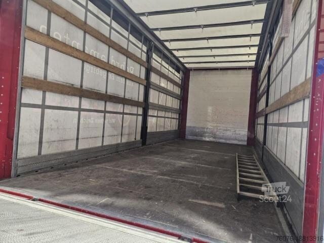 Camion cu platformă și prelată MERCEDES-BENZ 1843 LL Schiebeplane Edscha LBW 1,5t  + Anhänger