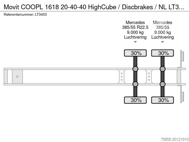 Containertransport Movit COOPL 1618 20-40-40 HighCube / Discbrakes / NL