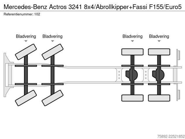 System med krogarm Mercedes-Benz Actros 3241 8x4/Abrollkipper+Fassi F155/Euro5