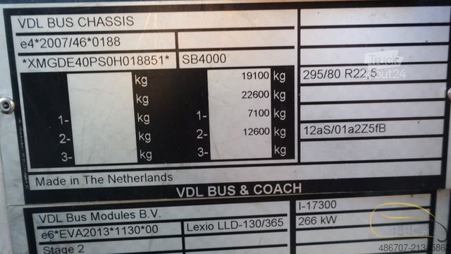 Überlandbus VDL Lexio 61 Sitze EURO 5 Km Orginel