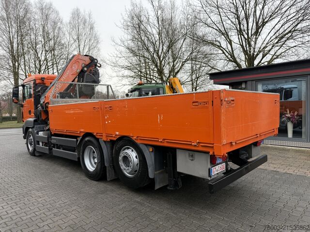 Flatbed truck MAN TGS 26.480 6X4H-2 Kran Fassi F310 18.50 Meter