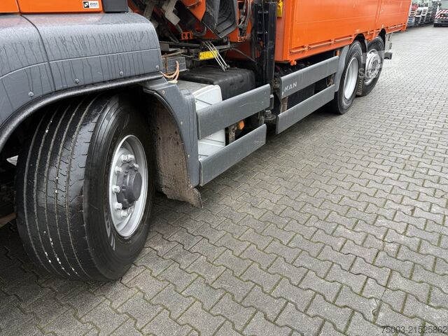 Flatbed truck MAN TGS 26.480 6X4H-2 Kran Fassi F310 18.50 Meter