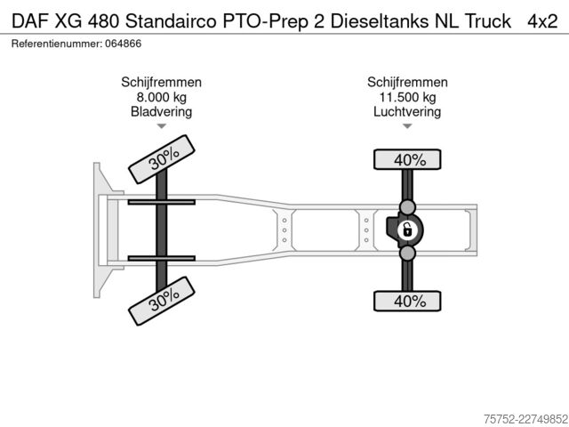 Standaard-SZM DAF XG 480 Standairco PTO-Prep 2 Dieseltanks NL Truck