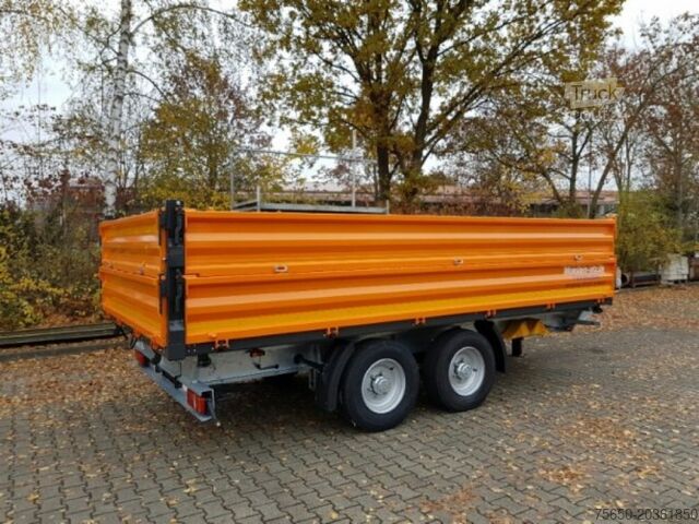 Kiepaanhangwagen Möslein TTD11- BA Orange  neuer Tandem 3- Seitenkipper Tiefladermit Bordwand- Aufsatz-- Neufahrzeug --