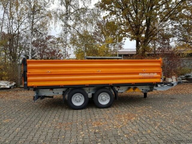 Kiepaanhangwagen Möslein TTD11- BA Orange  neuer Tandem 3- Seitenkipper Tiefladermit Bordwand- Aufsatz-- Neufahrzeug --