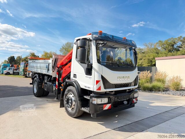 Camion benne IVECO Eurocargo 180-320 KRAN 14m FUNK KIPPER AHK