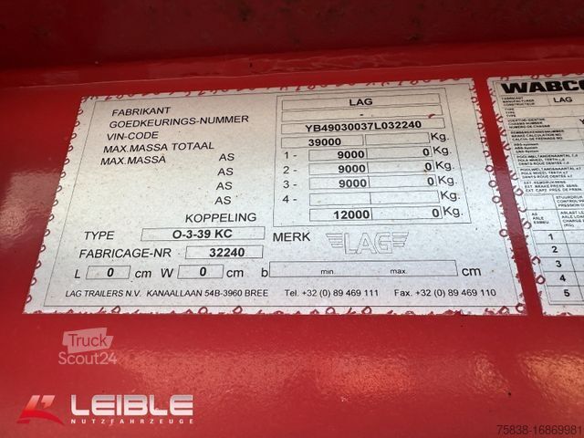 Semi-remorque à carrosserie interchangeable LAG Kippchassis 0-3-39 KC *ADR* Container