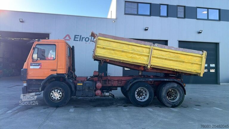 3-zijdenkipper Scania 92 M (MANUAL PUMP / 6X4 / STEEL SUSP. / LAMES /...