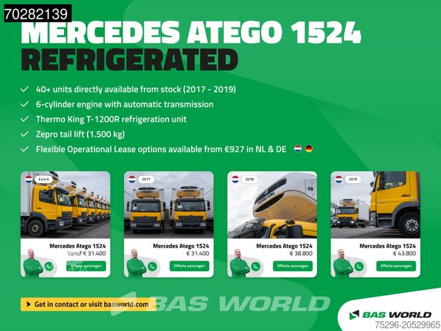 Transport réfrigéré/congélé Mercedes Atego 1524 Atego 4X2 16tonner Thermo king T-120...