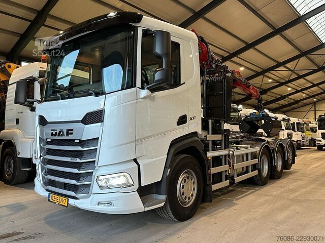 Containertransport (haakarmsysteem) DAF XF480 8x4 TRIPLE Palfinger Z kraan/Afstandsbedi...